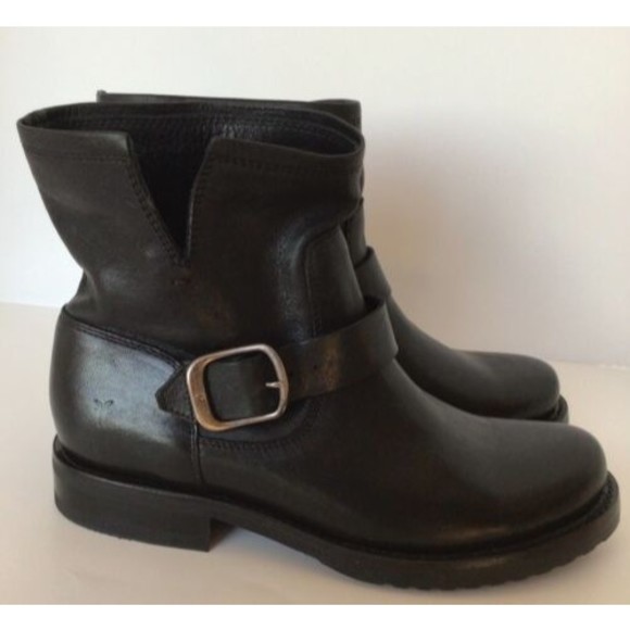 NEW FRYE Veronica Black Soft Full Grain Ankle Strap Bootie (Size 7.5 B)